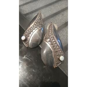 Girls Sterling Silver Artisan Crafted Opal Earrings Indian India